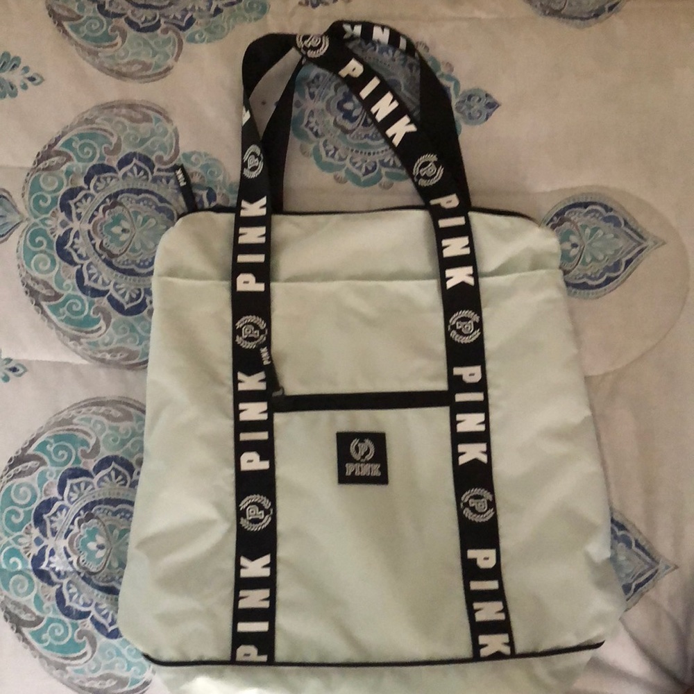 Mint green PINK Victoria secret travel tote